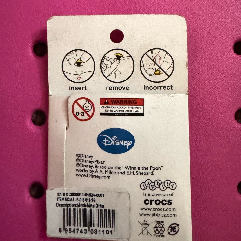 Minnie Metal Glitter Croc Charm Jibbitz (1) - Picture 2 of 2